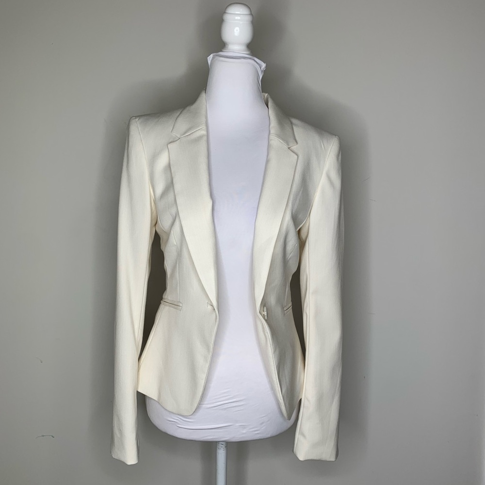 H&M HM Ivory Cream White Blazer Long Sleeve Single Breasted Women XXS